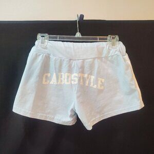 Vintage Y2K Cabostyle Spell Out Women's Micro Shorts Light Blue Cabo Mexico  Sm